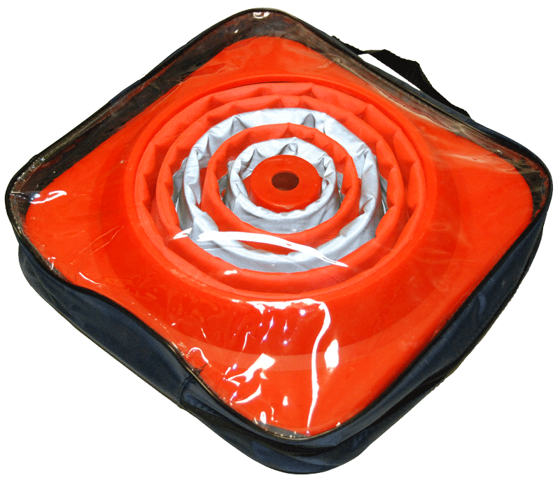 Cône de balisage nylon rétractable avec bandes réfléchissantes